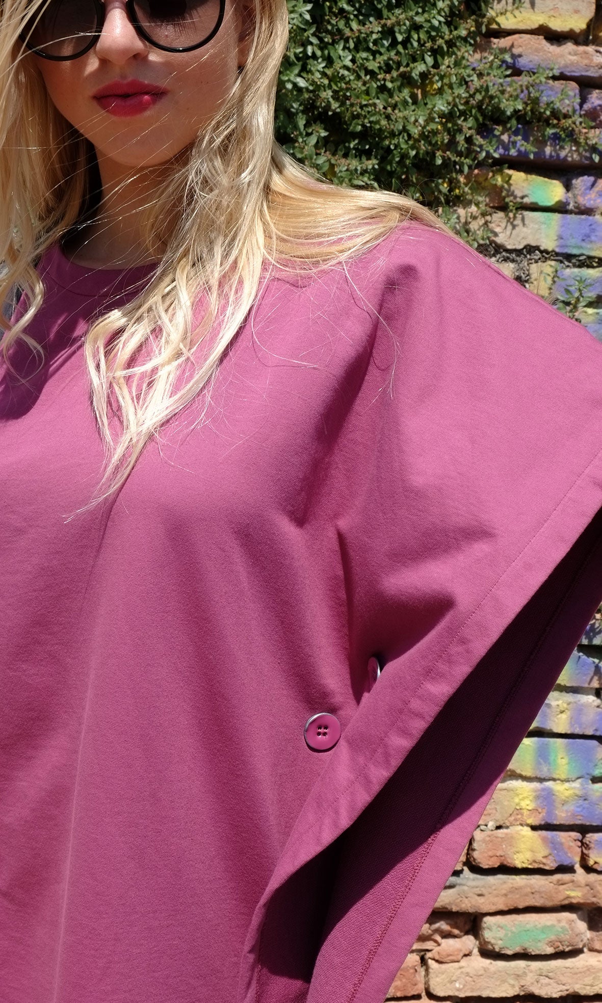 Asymmetric sail dress in brushed cotton fleece