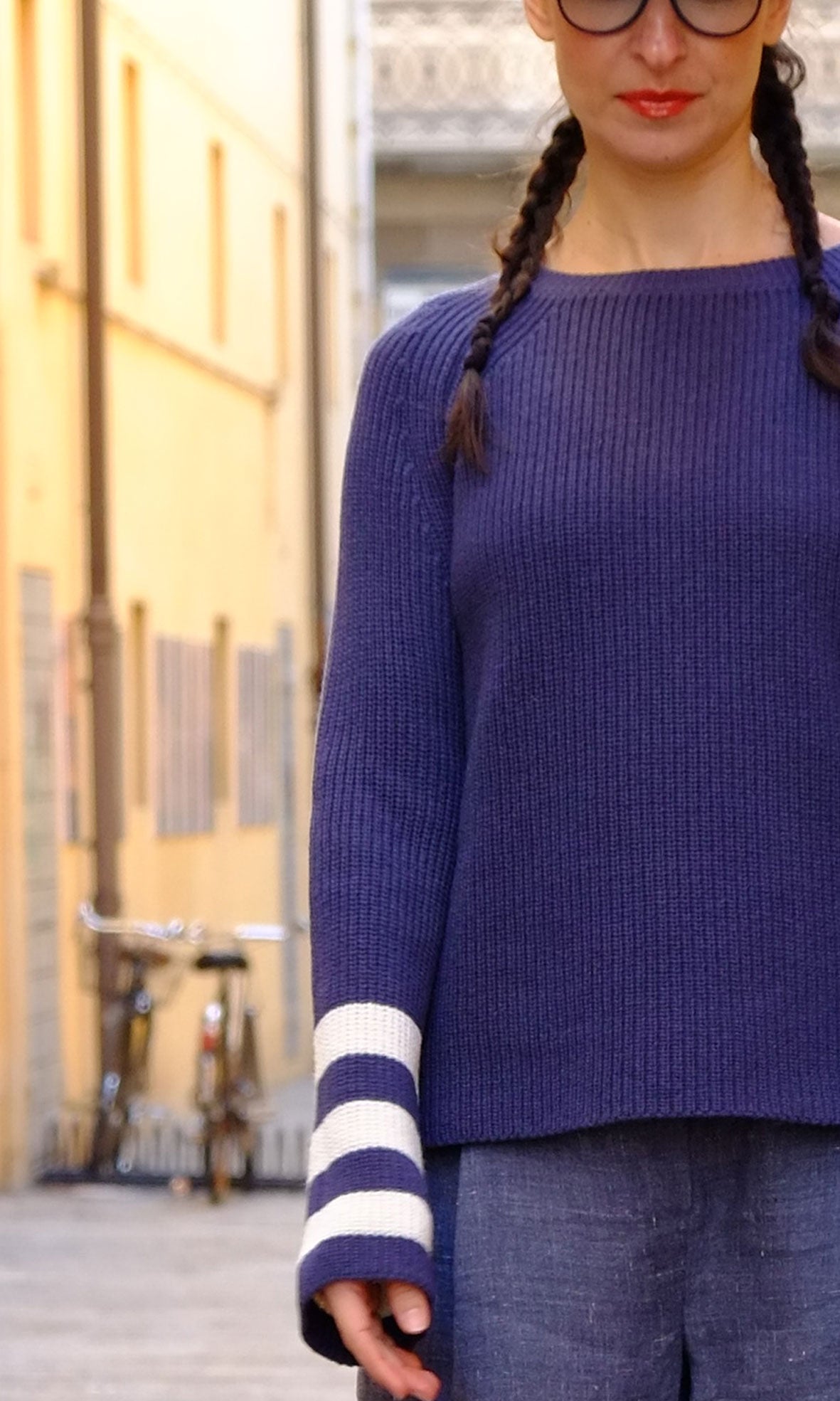 Ribbed raglan sweater