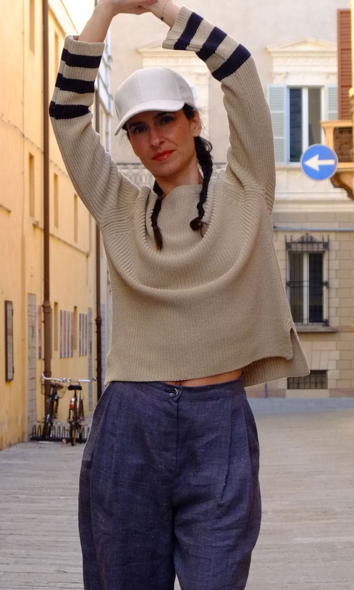 Ribbed raglan sweater