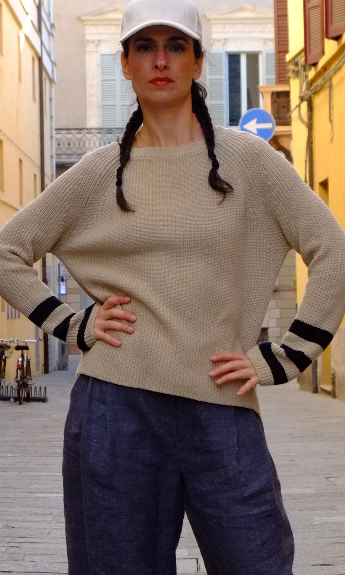 Ribbed raglan sweater