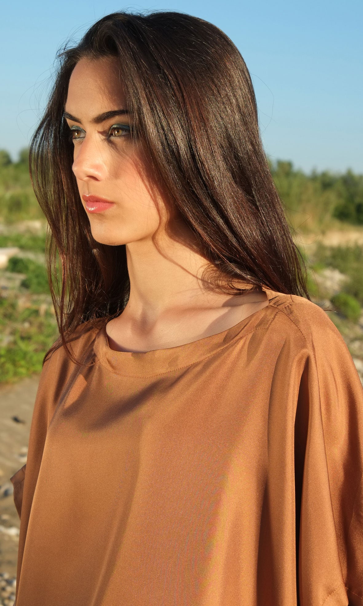 Reverse cone silk dress