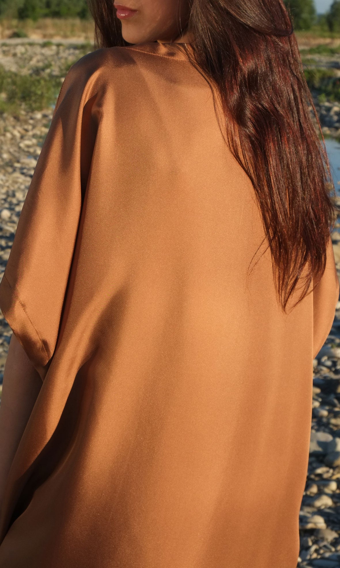 Reverse cone silk dress